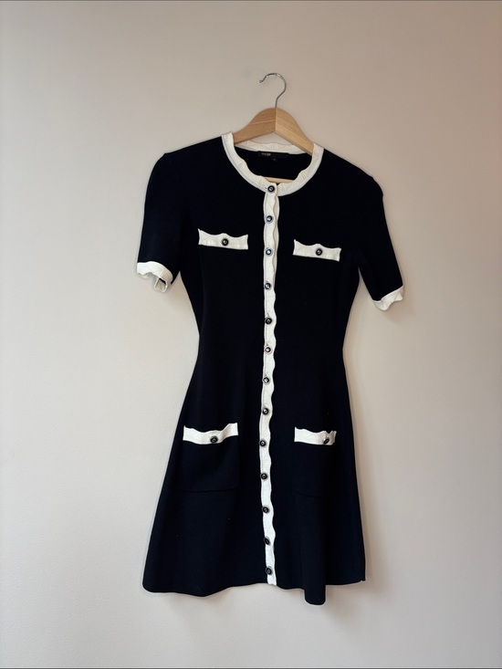 Maje Dresses & Skirts - Maje Black Mini Dress with White Contrast Trim